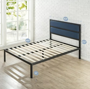 lot 30 image: Zinus 16 Inch Platform Bed Metal Bed Frame Mattress Foundation with Tufted Na