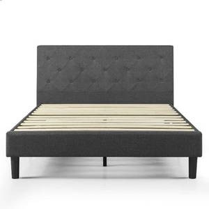 lot 26 image: Zinus Upholstered Button Tufted Premium Platform Bed - Dark Grey, King