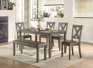 lot 19 image: Homelegance 6-Piece Pack Dinette Set, Gray