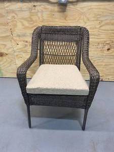 lot 103 image: STYLEWELL Mix and Match Wicker Outdoor Patio Stationary Lounge Chair with Putty Tan Cushion