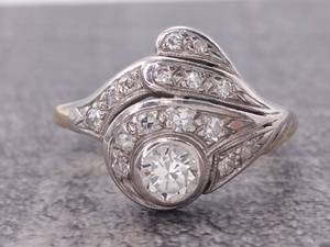 lot 21 image: Vintage Style .48 Carat Two-Toned Diamond Ring in 14k Gold $2,250 Retail