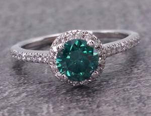 lot 19 image: Gabriel & Co Signed Designer Amavida 1.27 Carat GreenBlue Diamond Halo Ring in 14k White Gold $5,850 Retail VIDEO