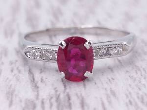 lot 25 image: Vintage 1.25 Carat Ruby and Diamond Ring in Platinum $2,450 Retail