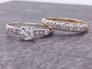 lot 33 image: Antique Wedding Set with European Cut Center Diamond in 14k Gold $2,150 Retail