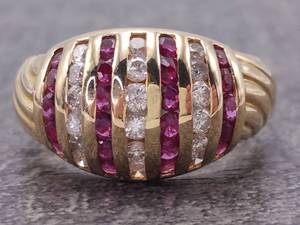 lot 40 image: Natural Ruby and Diamond Channel Set Dome Style Ring in 14k Gold $2,200 Retail