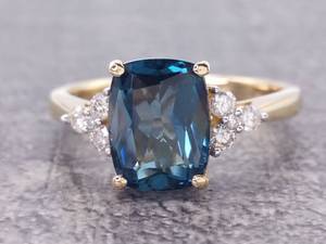 lot 46 image: Brand New 3.4 Carat Natural London Blue Topaz and Diamond Ring in 14k Gold $1,625 Retail