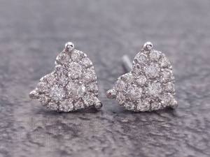 lot 53 image: 14 Carat Diamond Heart Shaped Cluster Stud Earrings $1,250 Retail