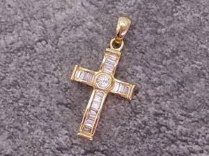 lot 66 image: .30 Carat Diamond Cross Pendant in 14k Gold $1,200 Retail
