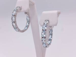 lot 71 image:  6.4 Carat Oval Natural Aquamarine Inside Out Hoop Earrings $1,475 Retail