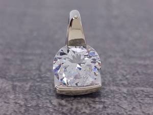 lot 89 image: Invisible Mount CZ Solitaire Pendant in 14k Gold $330 Retail