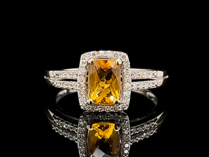 lot 59 image: 1.6 Carat Natural Citrine and Diamond Halo Ring in 14k Gold $1,250 Retail