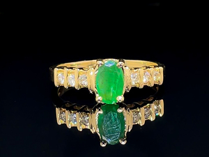lot 64 image: Natural Emerald and Diamond Ring in 14k Gold Retail Estimate $1,350 Retail