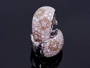 lot 12 image: Stunning 2.00 Carat Natural Chocolate & White Diamonds Earrings with Omega Backs in 18k White Gold $5900 Retail VIDEO
