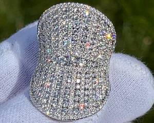 lot 1 image: Brand New Luxury 5.00 Carat Diamond Italian Designer Ring in 18k White Gold $15,550 Retail VIDEO