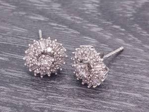 lot 17 image: 12 Carat Diamond Cluster Estate Stud Earrings and Jackets in 14k White Gold $1,875 Retail