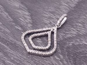 lot 76 image: Tear Drop Hanging Halo Diamond Pendant in 14k Gold $550 Retail