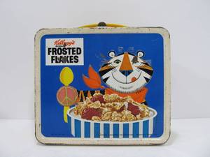 lot 16 image: Vintage Aladdin FROSTED FLAKES Embossed Metal Lunchbox
