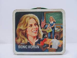 lot 19 image: Vintage BIONIC WOMAN Embossed Metal Lunchbox