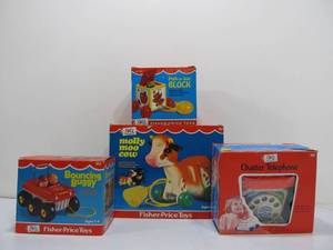 lot 46 image: 4 Boxed Vintage Fisher Price Childrens Toys