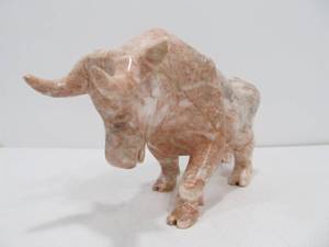 lot 60 image: Heavy Carved Stone Bull Sculpture