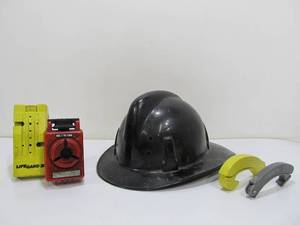 lot 70 image: Vintage Firemans Helmet wAssorted Firefighting Tools