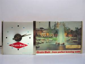 lot 8 image: Working Vintage GRAIN BELT Lighted Beer Sign w Clock