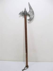lot 96 image: Metal & Wood Decorative Ornate Axe