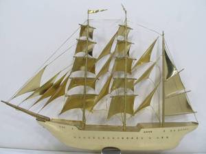 lot 100 image: Brass Clipper Ship display