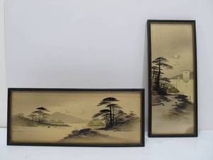 lot 121 image: Pair of Vintage Japanese Paintings Landscape Old JAPAN Original Art