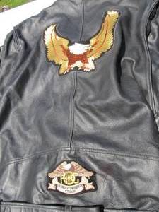 lot 178 image: Very Large FMC HARLEY DAVIDSON Leather Motorcycle Jacket - Size 64T