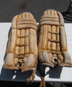 lot 342 image: Pair of Vintage COOPER Leather Hockey Goalie Pads