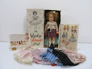 lot 130 image: Excellent Vintage Ideal SHIRLEY TEMPLE Doll wBox & Outfits