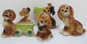 lot 132 image: Lot of 5 Vintage ROYAL COPLEY Dog Planters
