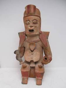 lot 165 image: LARGE Vintage Terra Cotta Mayan Pottery Figure