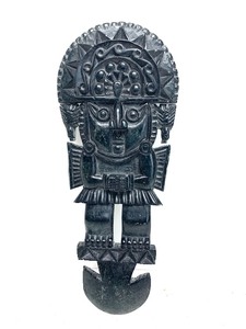 lot 171 image: Large Hand Carved Green Stone Inca Ceremonial KnifeAxe 