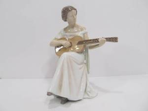 lot 180 image: Large Vintage BING & GRONDAHL Porcelain Figurine - Lady Playing Guitar #1684 