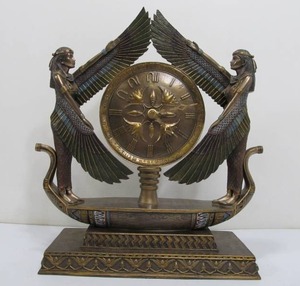 lot 190 image: Large Signed Working Ornate Egyptian Motif Mantel Clock by Veronese