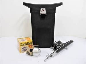 lot 186 image: Vintage Old Pal Tackle Seat South Bend Fishing Reel wBox & St. Croix Fishing Machine Rod