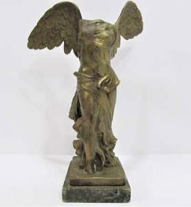 lot 306 image: Nice Vintage Figural Brass Winged Lady Sculpture on Marble Base