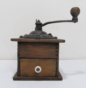 lot 320 image: Antique Dovetail Wood & Cast Iron Coffee Grinder