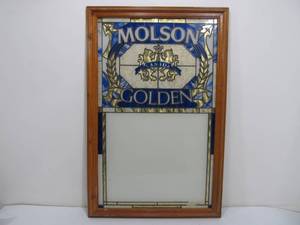 lot 240 image: Vintage MOLSON GOLDEN Stained Glass Style Beer Sign