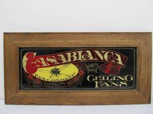 lot 241 image: Vintage Casablanca Ceiling Fans Oak Framed Display Sign
