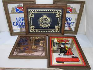 lot 251 image: Lot of 5 Assorted Vintage Advertising Bar Mirror Signs