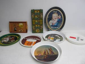 lot 212 image: Group of Assorted Beer etc Advertising Trays Bar Signs etc
