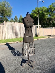 lot 2 image: Excellent Antique Dress Form wOrig Cast Iron Rolling Base