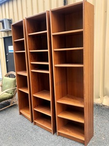 lot 360 image: Set of 3 Danish Modern Teak Veneer Adjustable Bookshelves