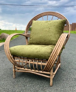lot 359 image: Large Vintage Mid Century Oversized Bentwood Rattan Armchair