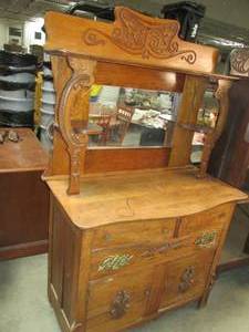 lot 400 image: Antique Wooden Mirrored Buffet Styl...