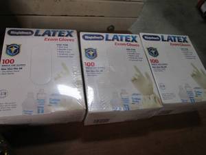 lot 438 image: 3 boxes of Latex Exam Gloves, One s...