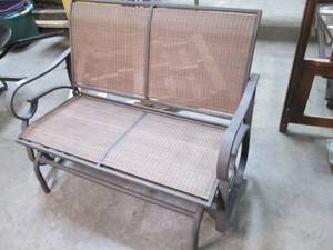 lot 505 image: Two Person Metal Framed Outdoor Gli...